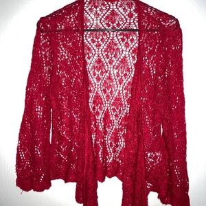 Boho Red Lace Women's Cardigan